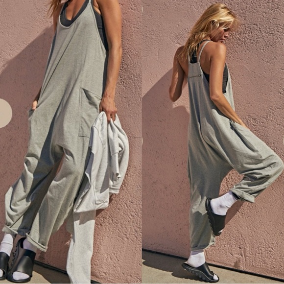 FP Movement Hot Shot LG Heather Gray Jumpsuit Romper Oversized Slouchy - Picture 1 of 7